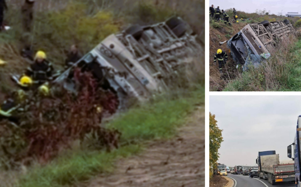 Тројца загинати и седум лица во тешка состојба по превртување на автобус кај Сремска Митровица