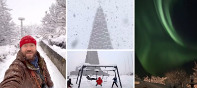 Зимска бајка во Исланд среде октомври – падна 27cm снег, децата се лулаат, поларната светлина е магична (видео)