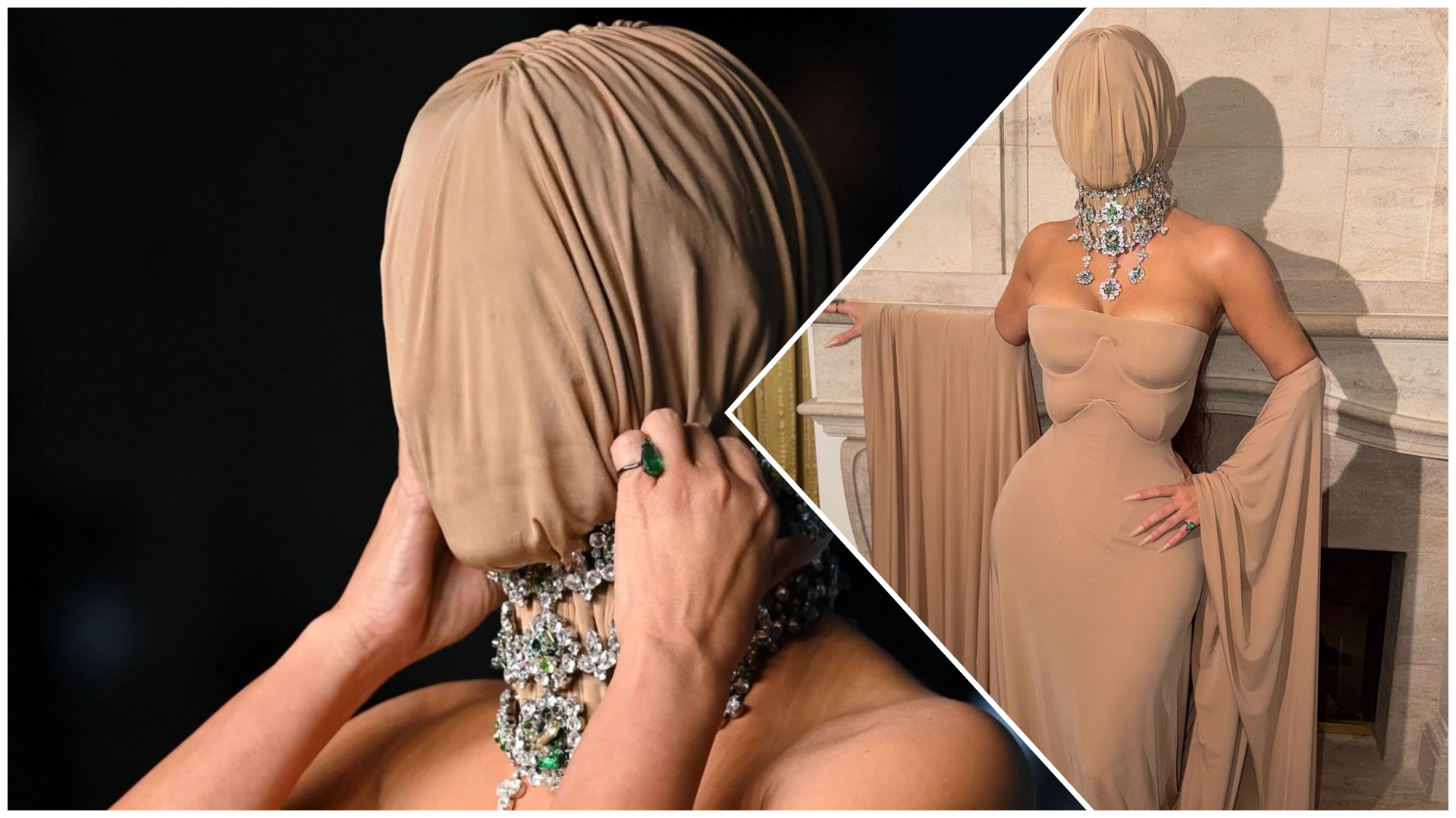 „Кога шминкерот ќе ти откаже во последен момент“: Ким Кардашијан ги истакна градите во корсет, го нагласи струкот, а лицето целосно го сокри