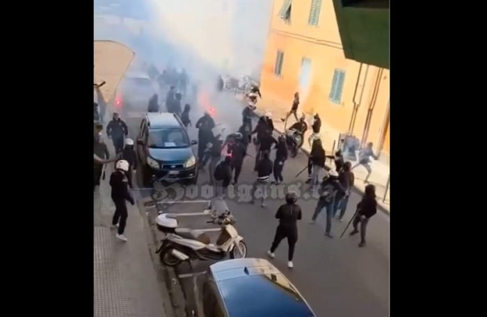(ВИДЕО) Масовна тепачка на улиците на Пиза (ВИДЕО)