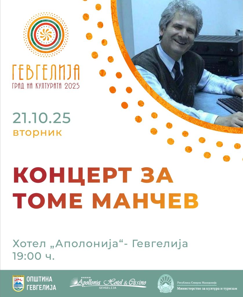 21 oктомври: Концерт посветен на Томе Манчев