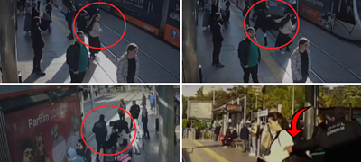 Вирално видео: Жена во Турција „за влакно“ ќе беше удрена од трамвај, маж од обезбедување ја спасува