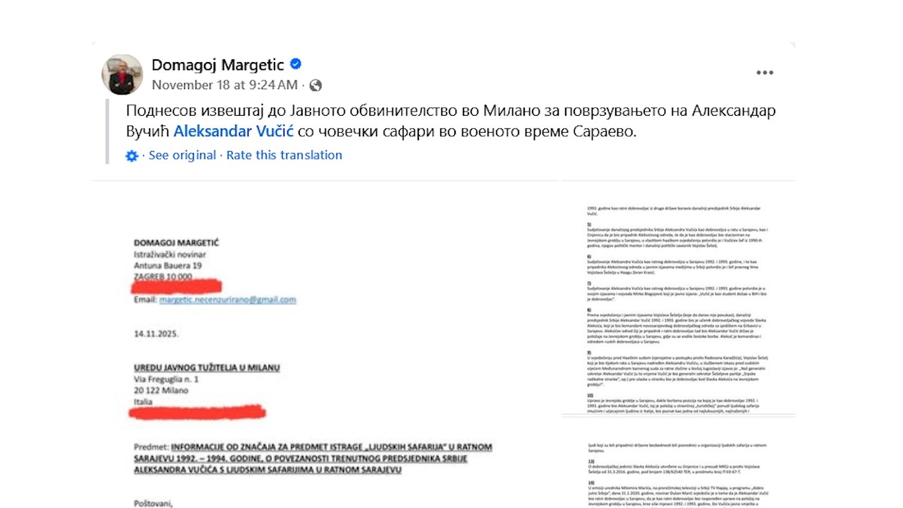 Александар Вучиќ е вмешан во “Сараево сафари“ ?