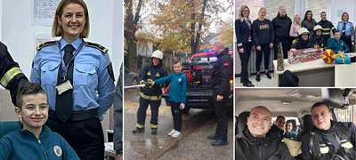 Ирина Камилоска израдува момче со аутизам кое не беше покането на роденден – му донесе пилот, пожарникари и полицајци на училиште