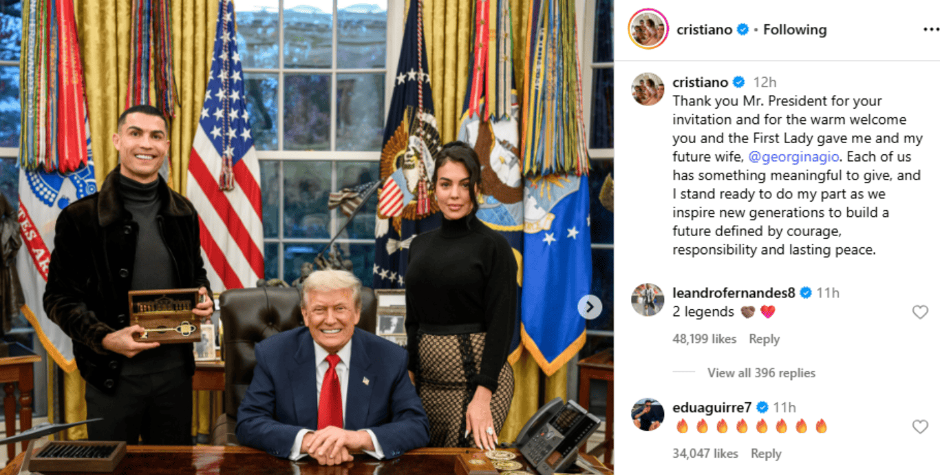 РОНАЛДО ДОБИ ЗЛАТЕН КЛУЧ ОД ТРАМП за влез во Белата куќа откако изјави дека сака да го запознае. “Тој е еден од луѓето што можат да го променат светот“