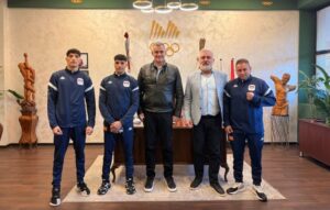 Ален и Адријан Рустемовски на прием кај Димевски во МОК