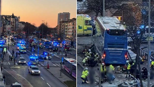 (ВИДЕО) АВТОБУС УДРИ ВО АВТОБУСКА СТАНИЦА ВО СТОКХОЛМ: Има жртви и повредени