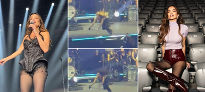 Вирално видео: Северина падна на бина среде концерт, триумфално ги крена рацете и продолжи да пее