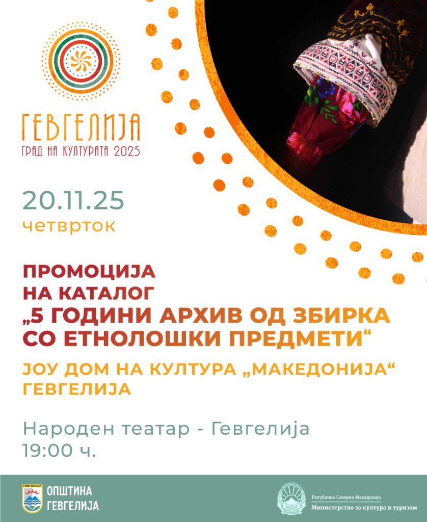 20 ноември: Промоција на каталогот „5 години архив од збирка со етнолошки предмети“ – издание на Домот на култура