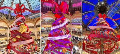 Новогодишната магија во Париз започна – елката во Галерија Лафајет е како завиткан подарок (фото+видео)