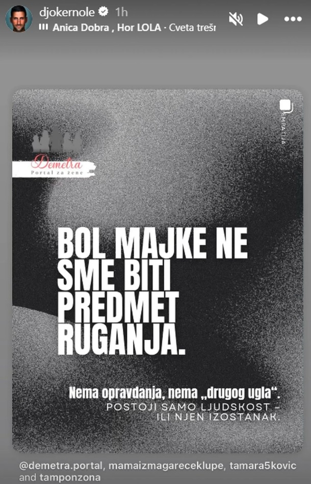 Ѓоковиќ ја поддржа мајката што штрајкува со глад: „Болката на мајката не смее да биде предмет на потсмев“