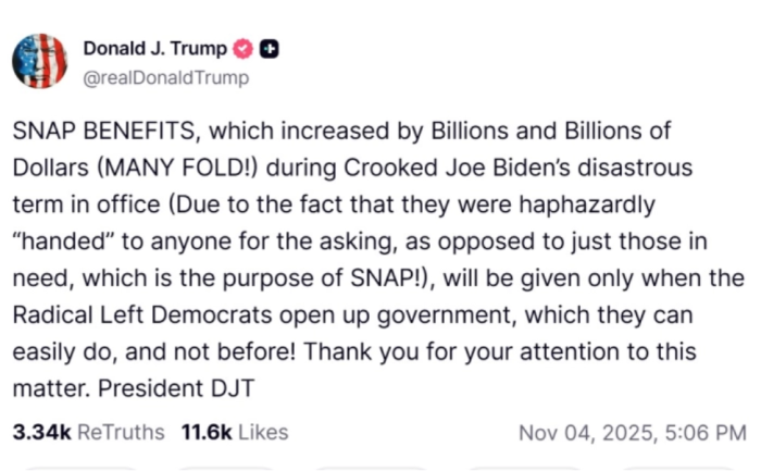 ТРАМП: Помошта за сиромашните ќе биде исплатена откако ќе заврши блокадата на федералната влада