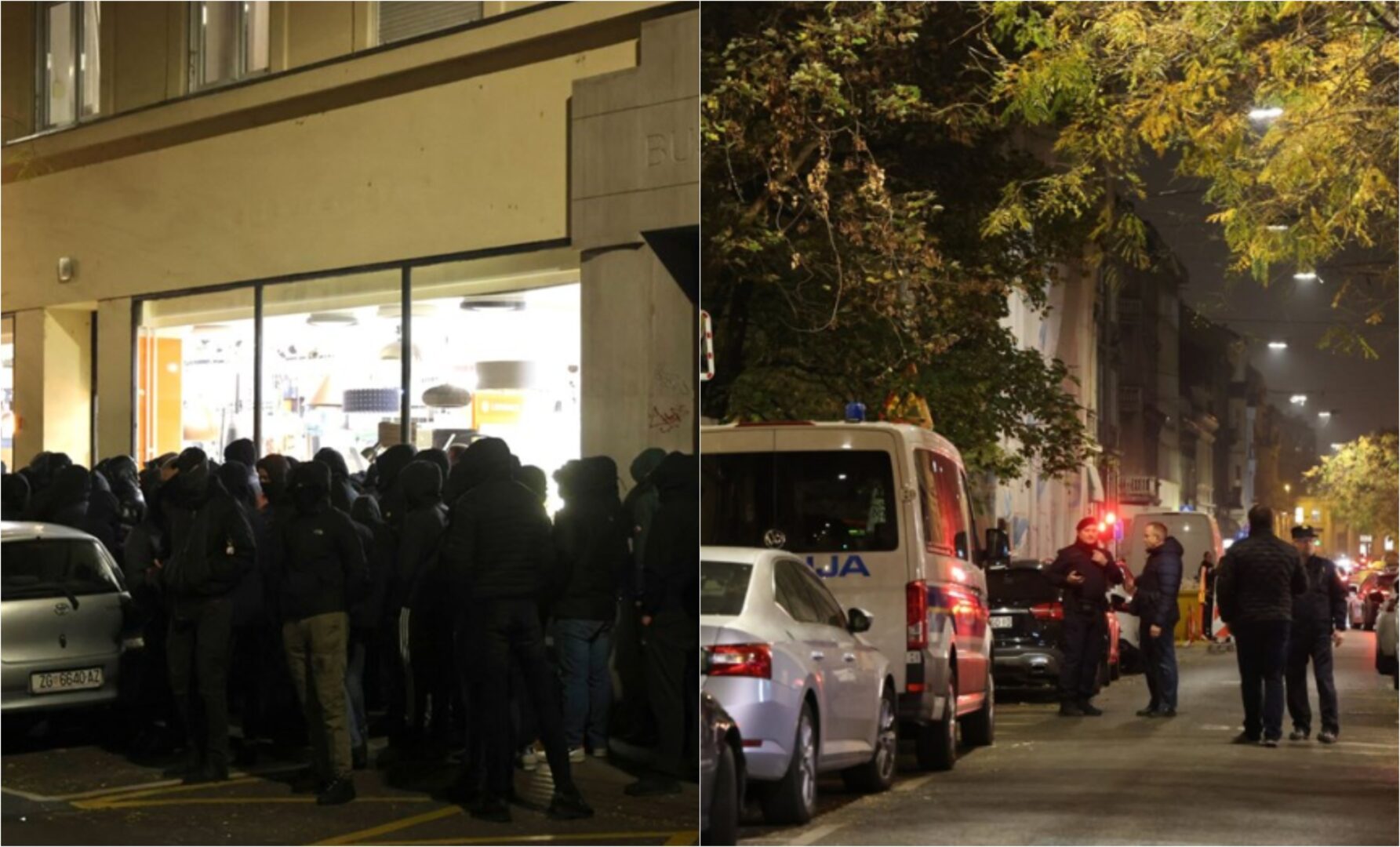 (Видео) Околу 50 маскирани лица дојдоа пред Српскиот културен центар во Загреб