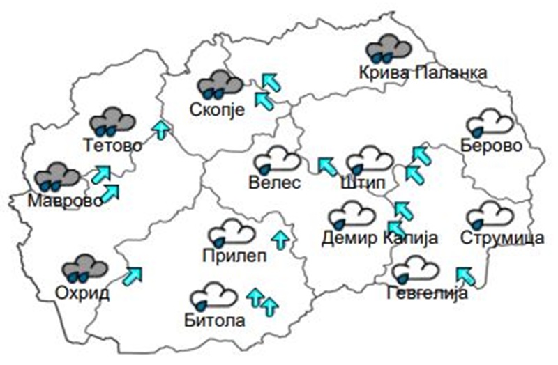 Променливо облачно со локални, наместа пообилни, врнежи од дожд – температурата до 18 степени