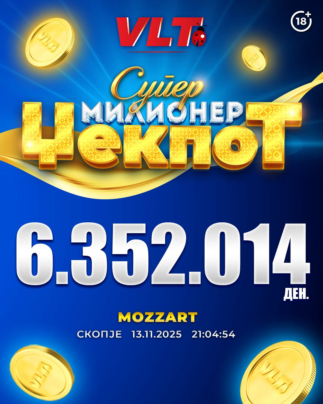 СРЕЌНИ ВЛТ ВЕСТИ: СУПЕР МИЛИОНЕР ВО СКОПЈЕ, ОСВОЕНИ 6.352.014 ДЕНАРИ