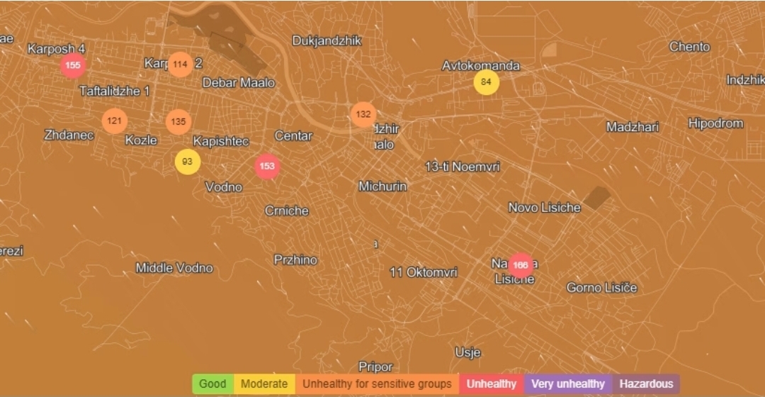 Загаден воздухот во Скопје вечерва – Ново Лисиче со најголем индекс на загаденост