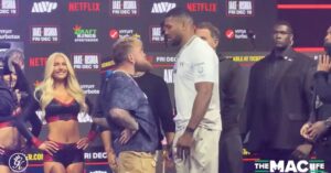 Џејк Пол го провоцираше Ентони Џошуа за време на првата средба лице в лице (ВИДЕО)