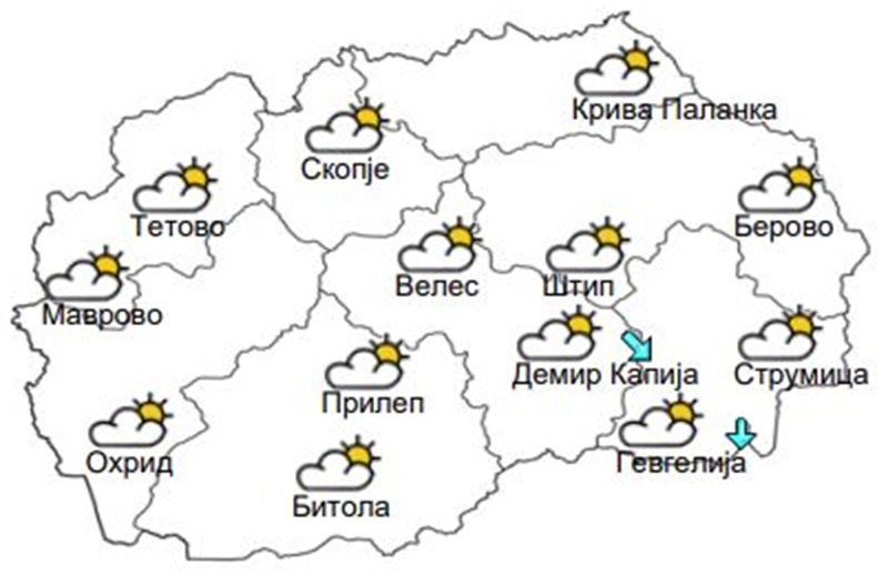 Наутро магливо, преку ден променливо облачно со сончеви периоди – температурата до 14 степени