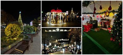 Празнична магија во Кавадарци – многу сијалички, голема елка и штандови за греено вино на плоштадот (фото)