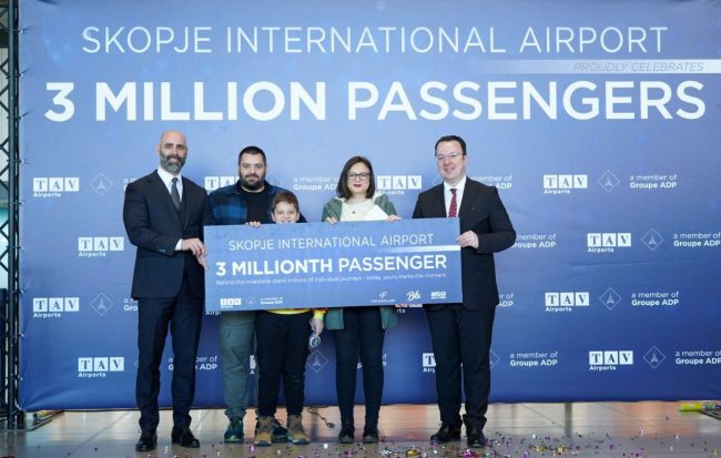 ГОДИНАВА ИМА ТРИ МИЛИОНИ ПАТНИЦИ НА СКОПСКИОТ АЕРОДРОМ, ПЕТПАТИ ПОВЕЌЕ ОД ЛАНИ, ВЕЛАТ ОД ТАВ МАКЕДОНИЈА