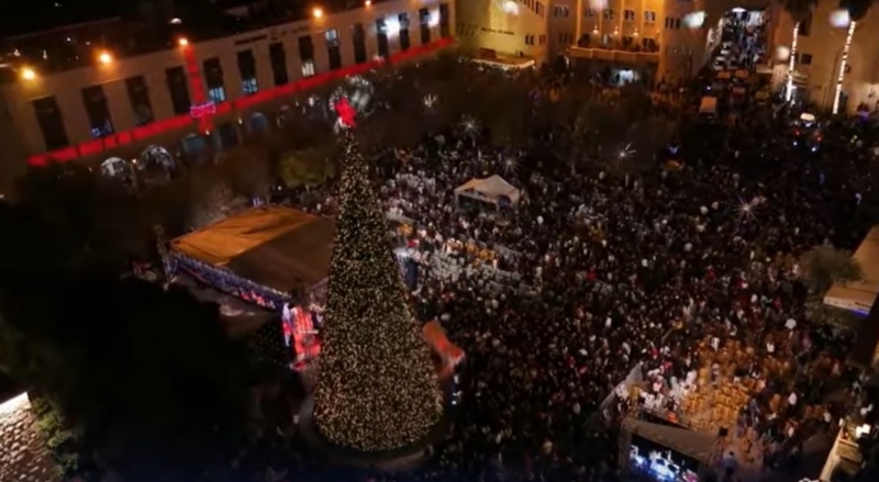 Витлеем осветлен пред Божиќ, првпат од почетокот на војната во Газа