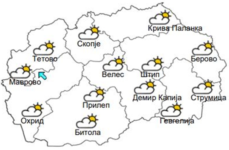 Времето денеска: Променливо облачно и тивко со сончеви периоди, температурата до 12 степени