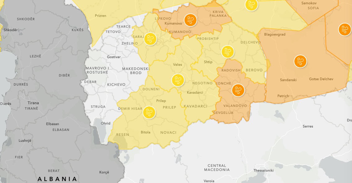 МетеоАларм најава: Следуваат силен ветер и продор на многу ладен воздух