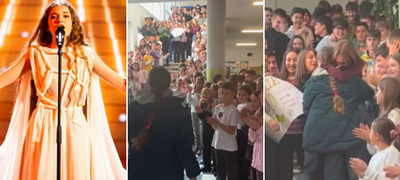 Нашата Нела пречекана како победник на училиште по Јуниор Евросонг – аплауз и прегратки од соучениците (видео)