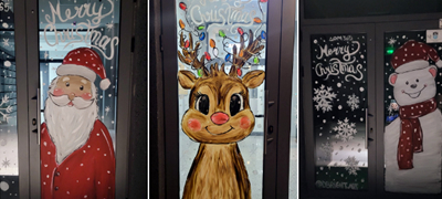 Скопска зграда со 6 влеза е како од зимска бајка – празничните цртежи измамуваат насмевка на станарите (фото)