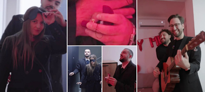 Даниел клекна на колено пред саканата додека момците од „Дупер“ им пеат – уникатно запросување во Скопје