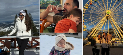 Ирина и Павле Камилоски на одмор во Златибор со децата – Павле пие вино со заспаниот син во раце