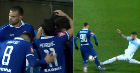 Нестор е во добра форма: Даде гол и изнуди црвен картон против шампионот (ВИДЕО)