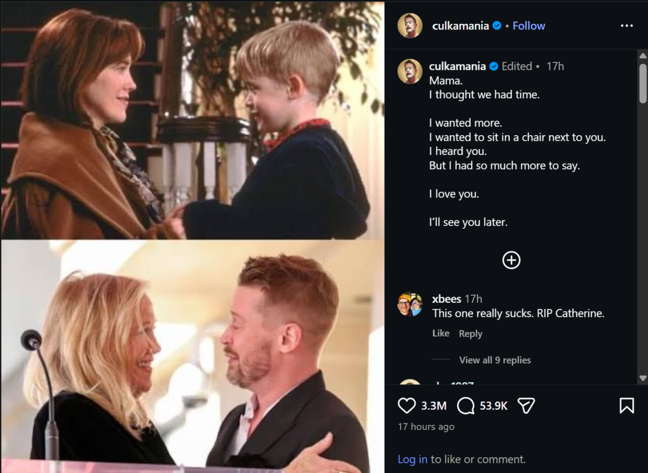 КЕВИН ОД „САМ ДОМА“ СЕ ПРОСТИ ОД ФИЛМСКАТА МАЈКА: „Мамо, мислев дека имаме уште време“