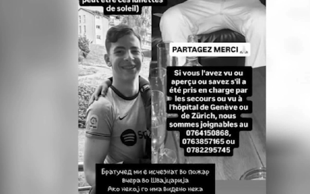 16-годишниот Стивен Ивановски е меѓу загинатите во пожарот во швајцарскиот бар