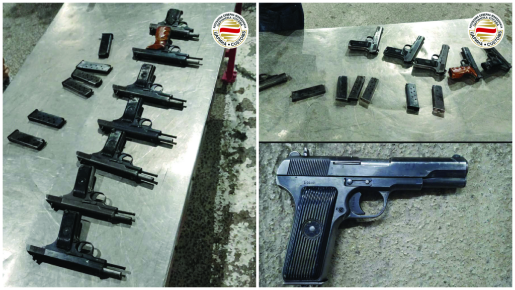 Царинската управа спречи обид за меѓународен криминал – запленети девет пиштоли, едно лице лишено од слобода
