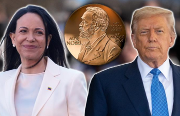 (ФОТО) Венецуелската опозиционерка Мачадо му го даде својот медал за Нобеловата награда за мир на Трамп