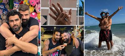 Азис објави фотки со новиот избраник – носи капче со натпис „Го сакам мојот сопруг“, прегрнати на плажа