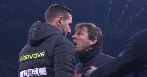 ВИДЕО: Интер доби пенал, а Конте му се дереше на судијата и „поцрвене“!