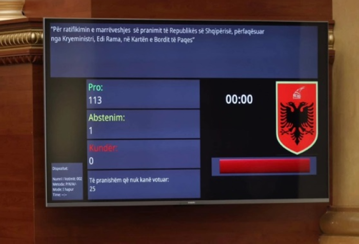 Албанскиот Парламент го ратификуваше договорот за пристапување кон Одборот за мир