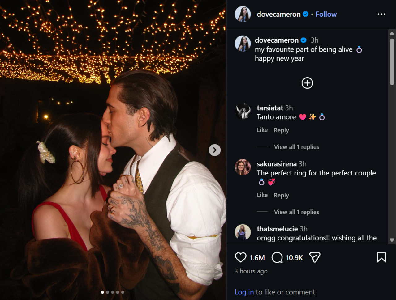 Дамијано Давид и Дав Камерон ја официјализираа својата свршувачка, пејачката го покажа прстенот на Инстаграм