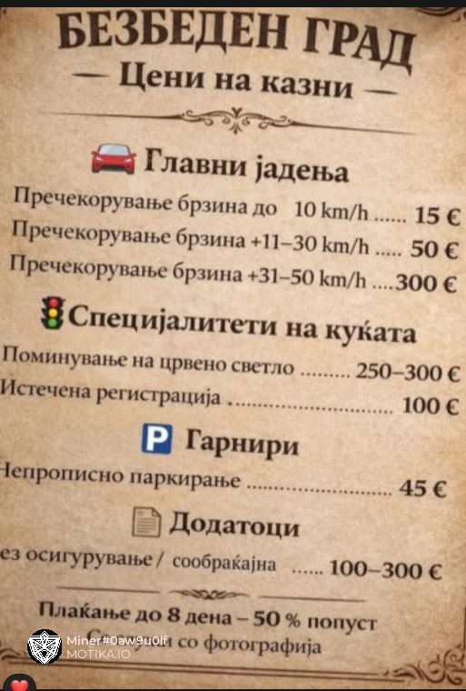 Безбеден град – Цени и казни