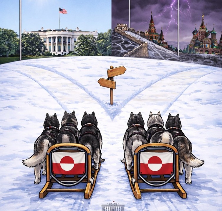 Белата куќа објави фотографија: „На која страна, луѓе од Гренланд?“