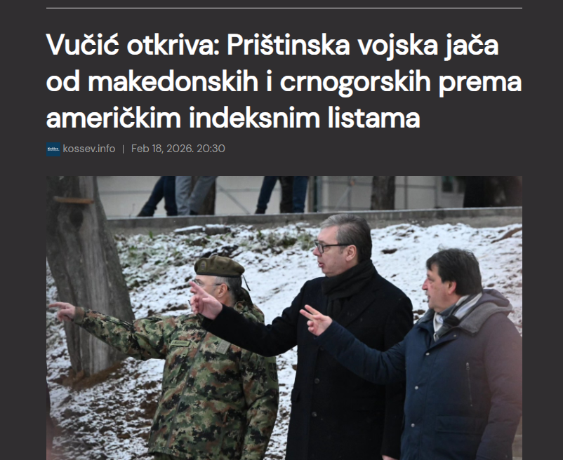 Вучиќ: Приштинската војска е посилна од македонската и црногорската според американските индексни листи