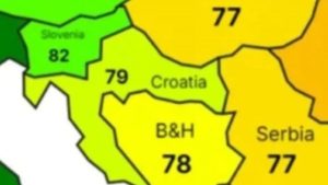 АЛАРМАНТНИ ПОДАТОЦИ на картата на Европа – пишува 77 за Србија и 79 за Хрватска
