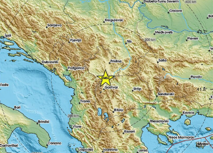 Земјотрес со јачина од 4,6 степени според Рихтеровата скала го погоди Косово – силно стресе и во Скопје