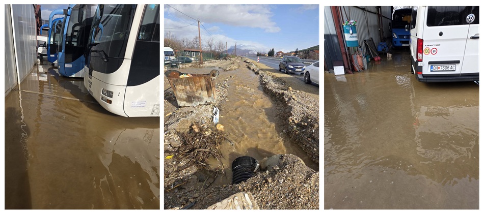 Обилните врнежи предизвикаа поплави кај Подмоље: оштетени логистички објекти и магацини