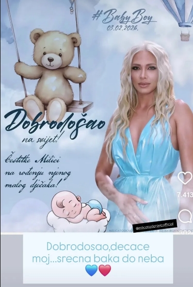 Се огласи мајката на Милица Тородовиќ по раѓањето на внукот: „Баба е среќна до небо“