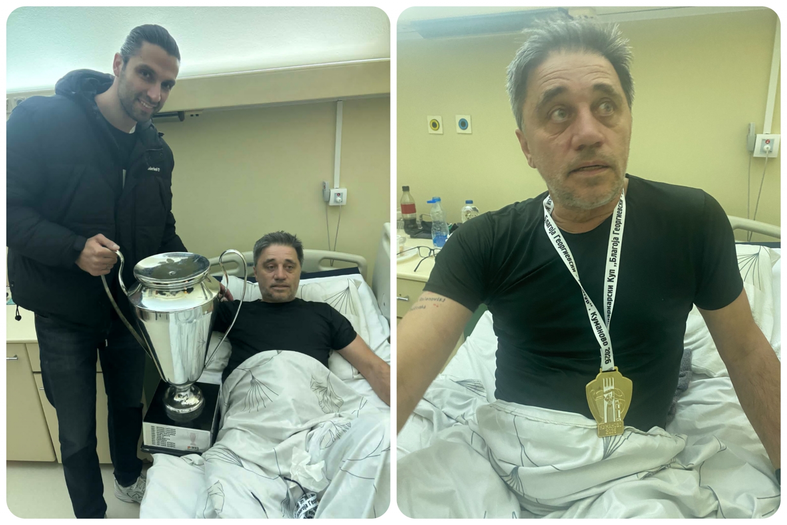 Капитенот на МЗТ со куп-пехарот и златен медал посети навивач во болница (ВИДЕО)
