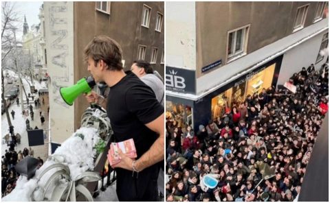 Се случи невиден хаос кога инфлуенсер фрли 10.000 евра од балкон на улица во Виена