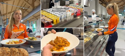 Најзгодната лизгачка покажа како изгледа храната во олимпиското село – се служи 450kg паста дневно, има „од пиле млеко“ (видео)